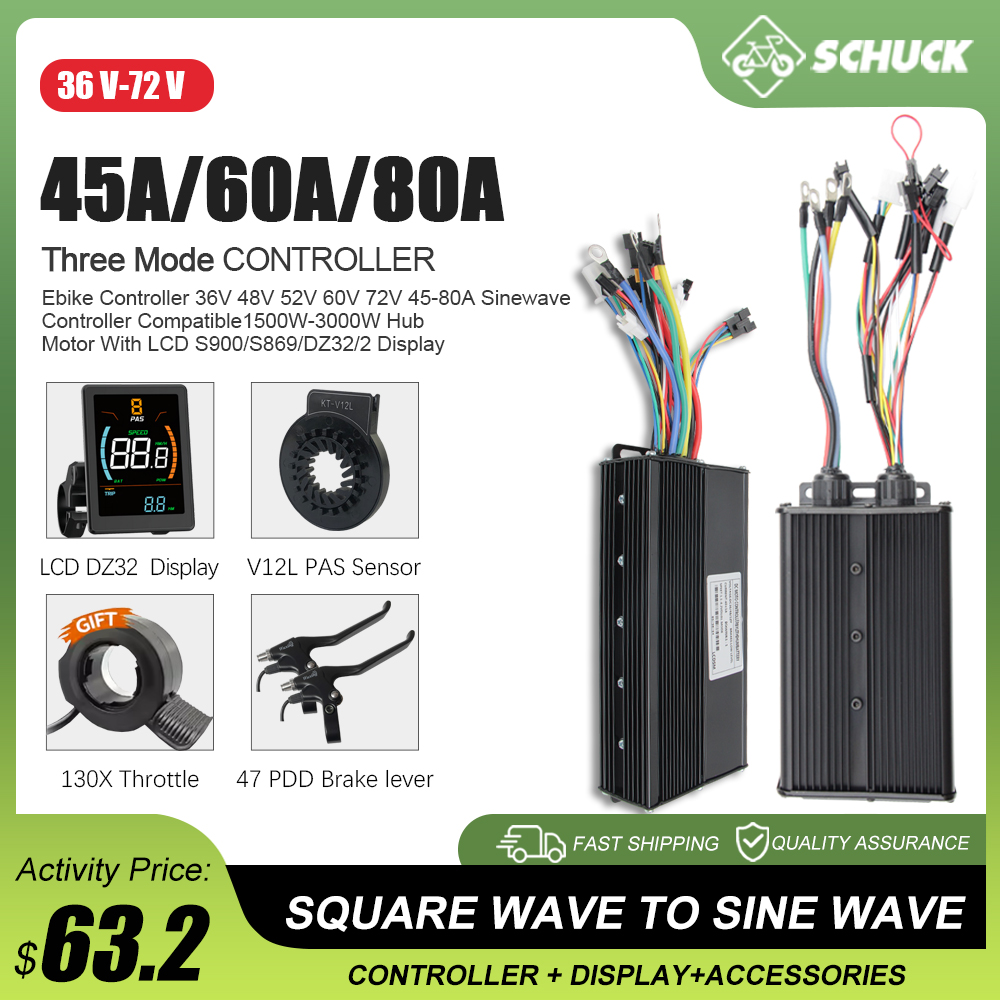 Sine Wave Controller 48V 72V 80A - Contrôleur d'onde sinusoïdale à onde carrée