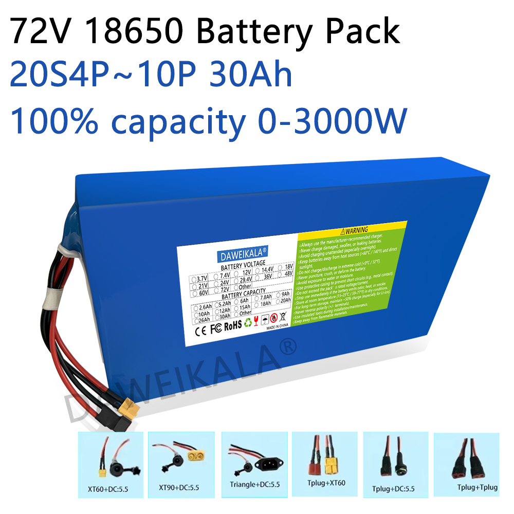 Nouveau 72V 12Ah-30Ah 18650 ba - Electric Bicycle Battery 72V 30Ah avis et prix