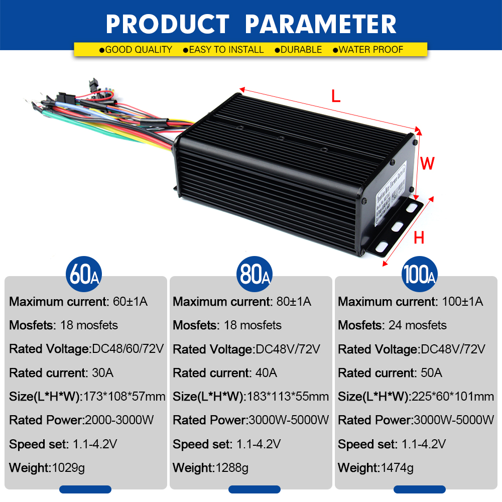 Contrôleur d'onde sinusoïdale  - Sine Wave Controller 48V 72V 80A avis et prix