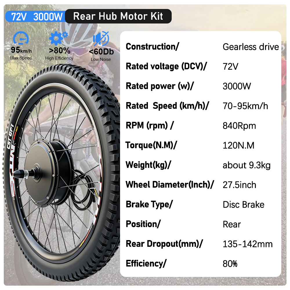 Kit de conversion de vélo élec - Ebike Conversion Kit 72V 3000W avis et prix