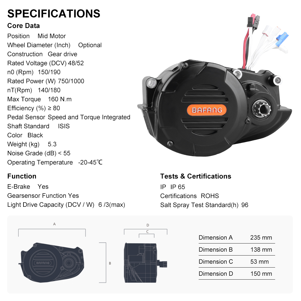 Kit de conversion pour vélo ca - Mid Drive Motor Kit 52V 1000W avis et prix