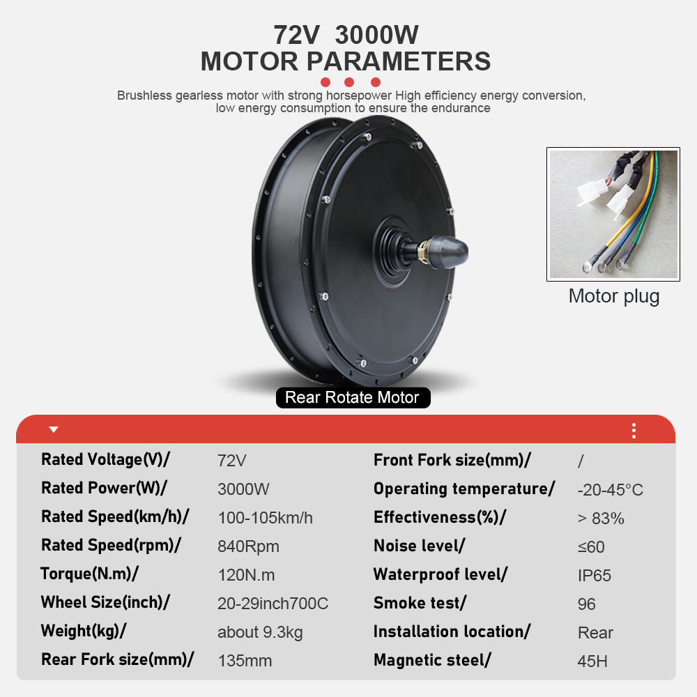 Moteur de vélo électrique 72V  - Ebike Conversion Kit 72V 3000W avis et prix