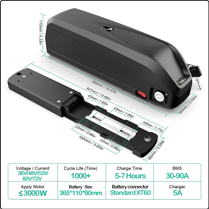 Batterie de vélo électrique Ha - Ebike Battery 48V 20Ah Hailong avis et prix